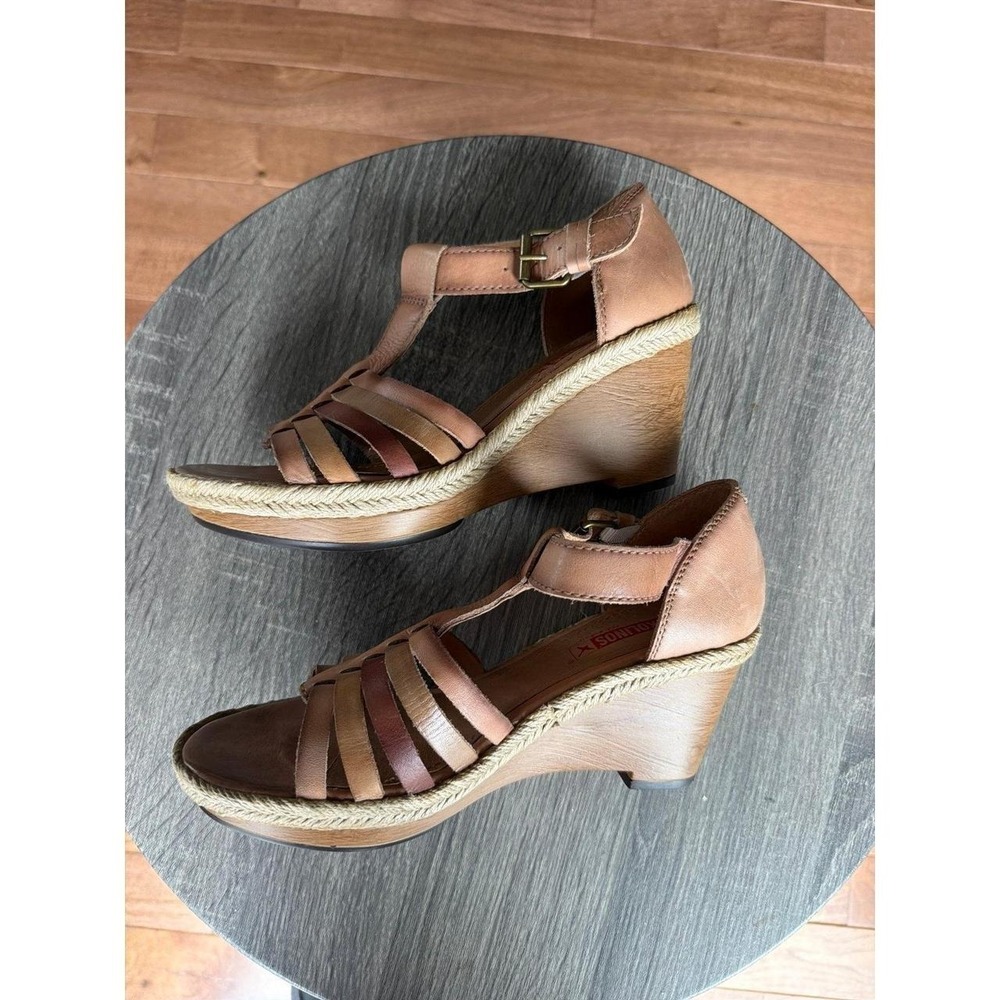 Pikolinos Aguadulce wedge sandals brown wedge size 38 7.5 - Picture 5 of 7